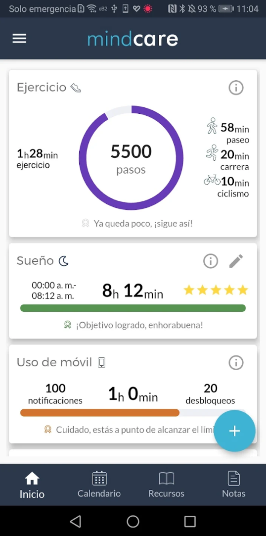 eB2 MindCare+ pantalla 1