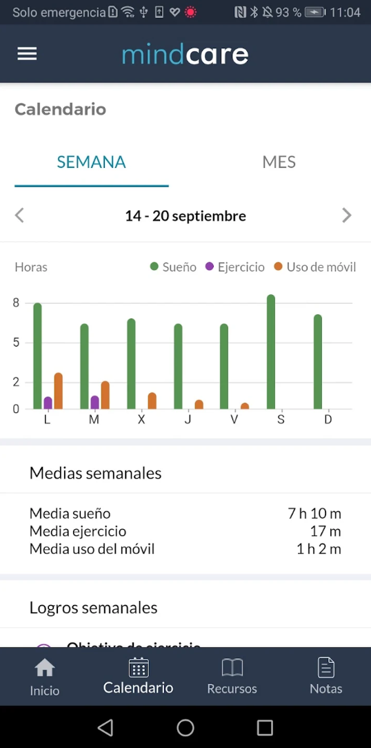 eB2 MindCare+ pantalla 2